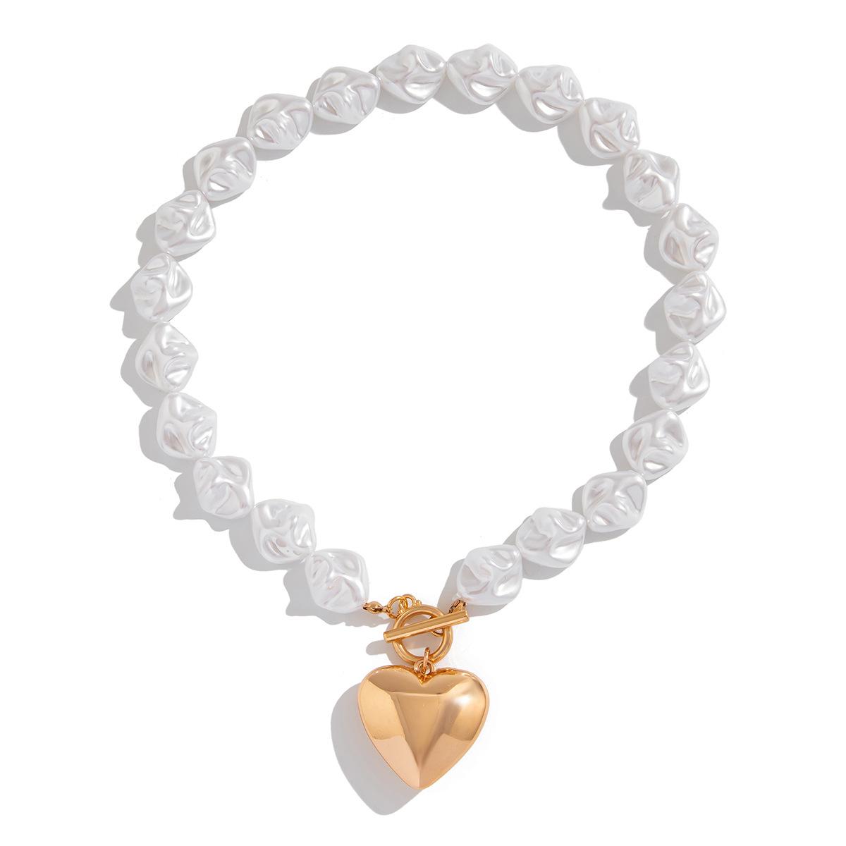 

Богемия барокко искусственный жемчуг Nceklace для женщин в форме сердца OT пряжка кулон ювелирные изделия аксессуары