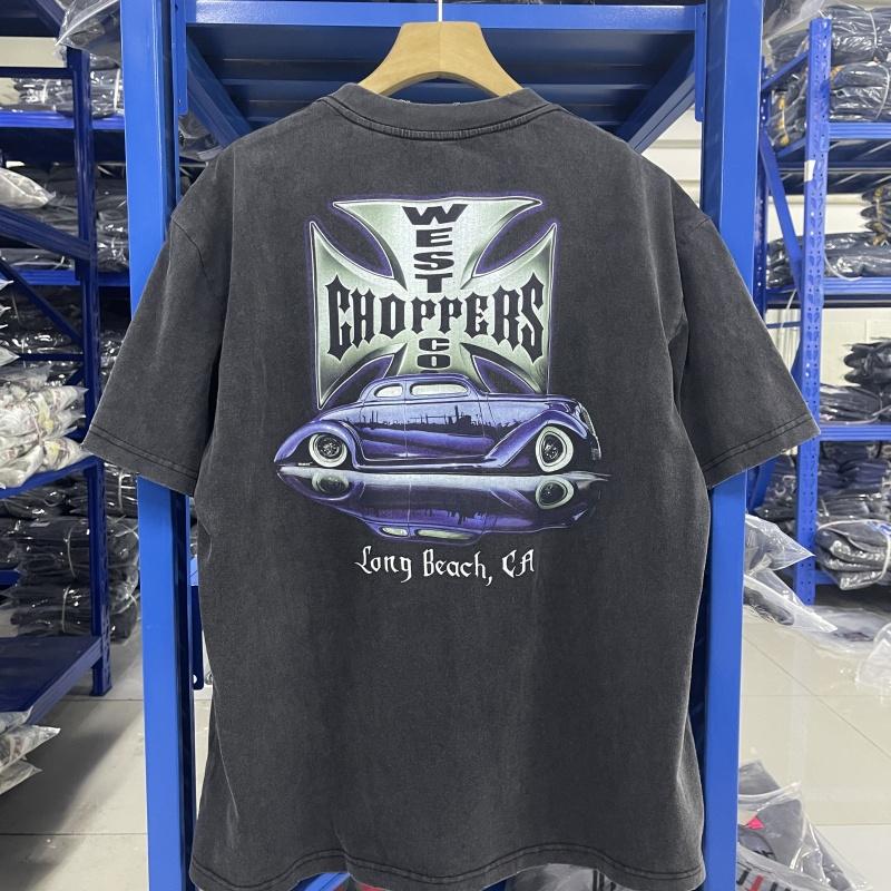 Summer Vintage West Coast Choppers Printed Washing TShirt Women Cotton Breathable Retro Biker Style Loose Fit Casual Streetwear