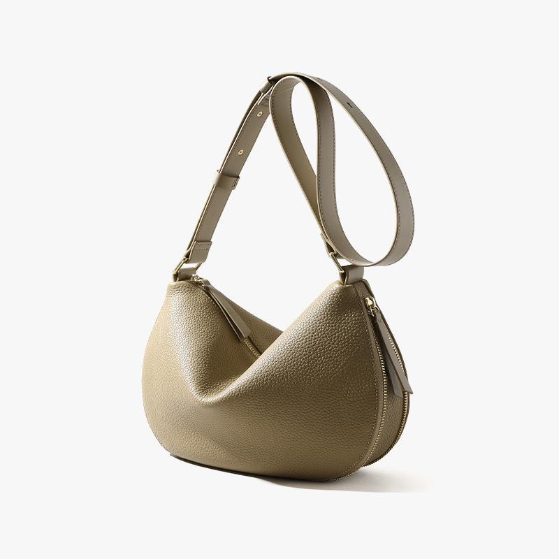 

2024 Women s Trendy Genuine Leather Crossbody Dumpling Bag - Large Capacity, First Layer Cowhide Shoulder Bag Windbreaker gray серый