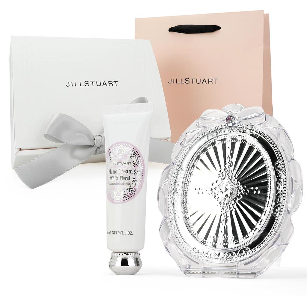 Gift JILL STUART Hand Cream Compact Mirror Hand Care Perfect for and Perfect as a White Day Includes a genuine paper bag and shopping Set (White