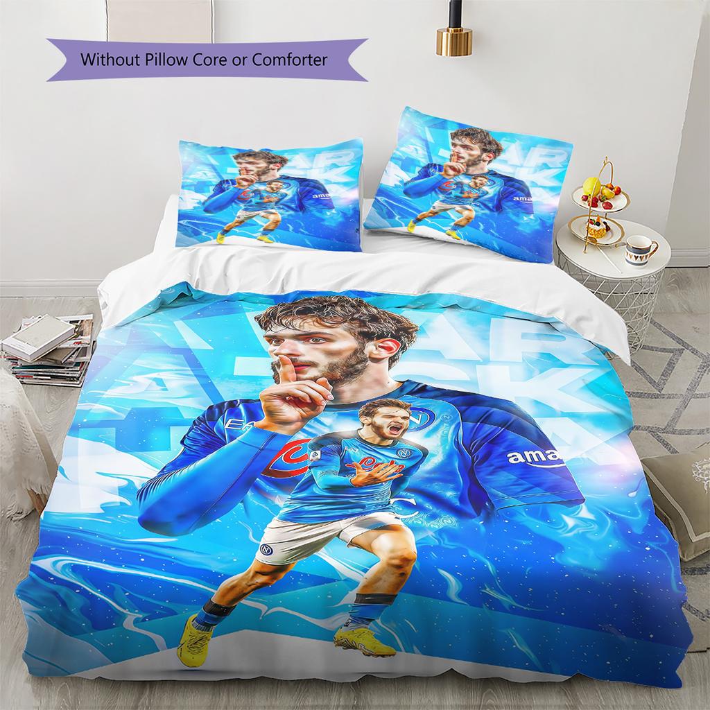 SSC Napoli Pattern Bedding Quilt Set Quilt Cover Pillowcase Home Decoration Birthday Gift (1 * Duvet Cover + 2 * Pillowcase, Without Core)
