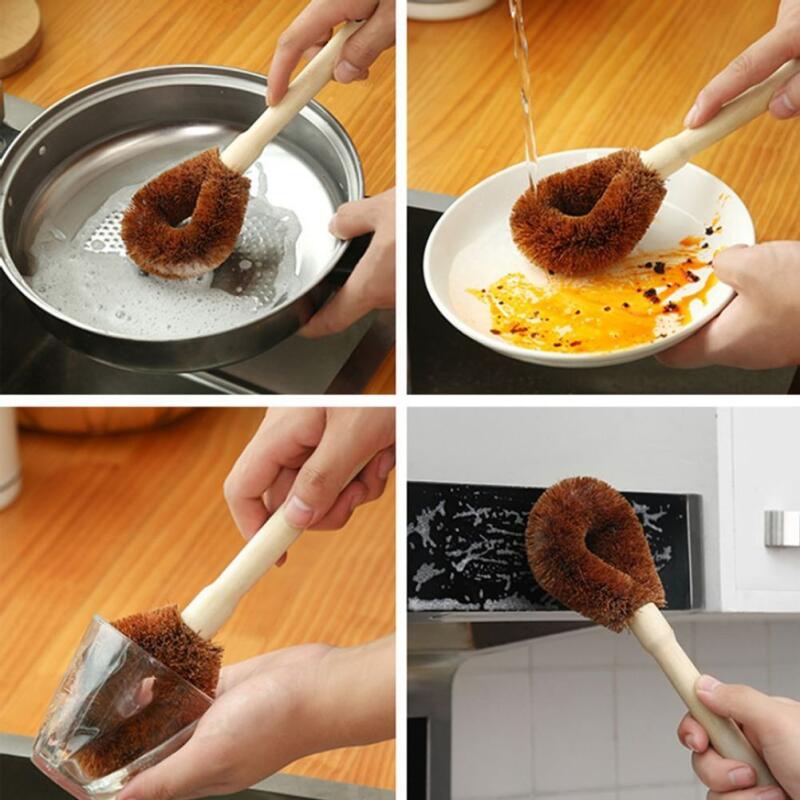 Kitchen Handle Coconut Brush Cleaning Brush