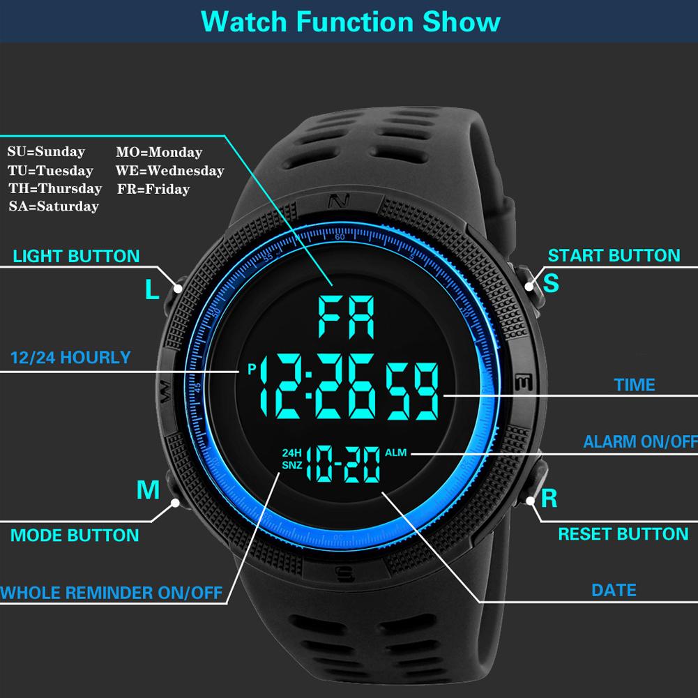 Fashion Electric Watch Large Screen Sports Multi-function Fashion Watch Men's and Women's Creative Sports Watch