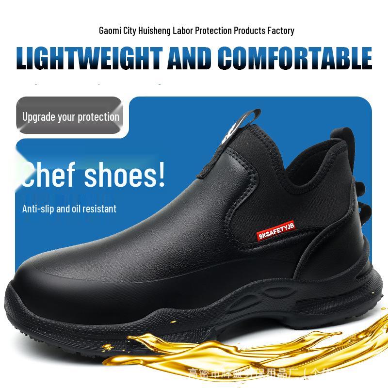 

Men s Lightweight Waterproof Non-slip Work Shoes - All-Season Comfort, Oil-Resistant, Ideal for Chefs Black 42