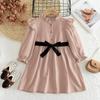 Girls Autumn British Dress Cute Bowknot Princess Dress Children Long Sleeve Skirt