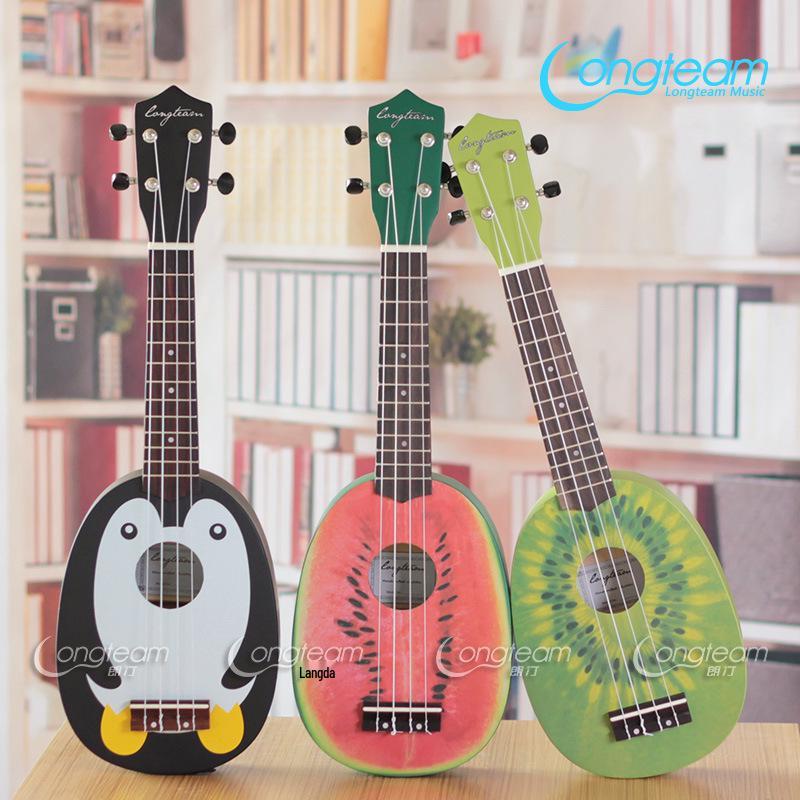 21-Inch Hawaiian Ukulele with Cartoon Stickers, Four Strings. Penguin
