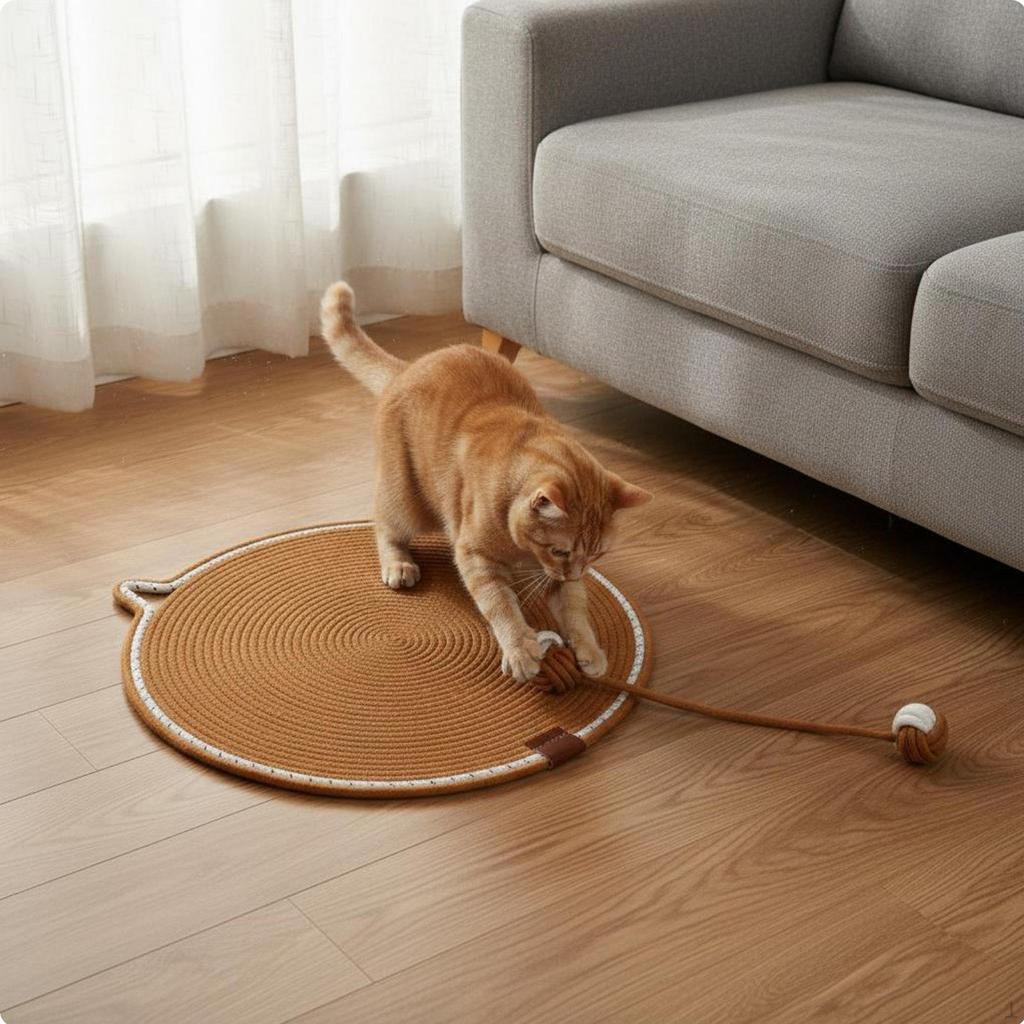 Round Cat Scratch Mat LowShed Scratching Pad for Indoor Cats, Kittens Pink 35CM