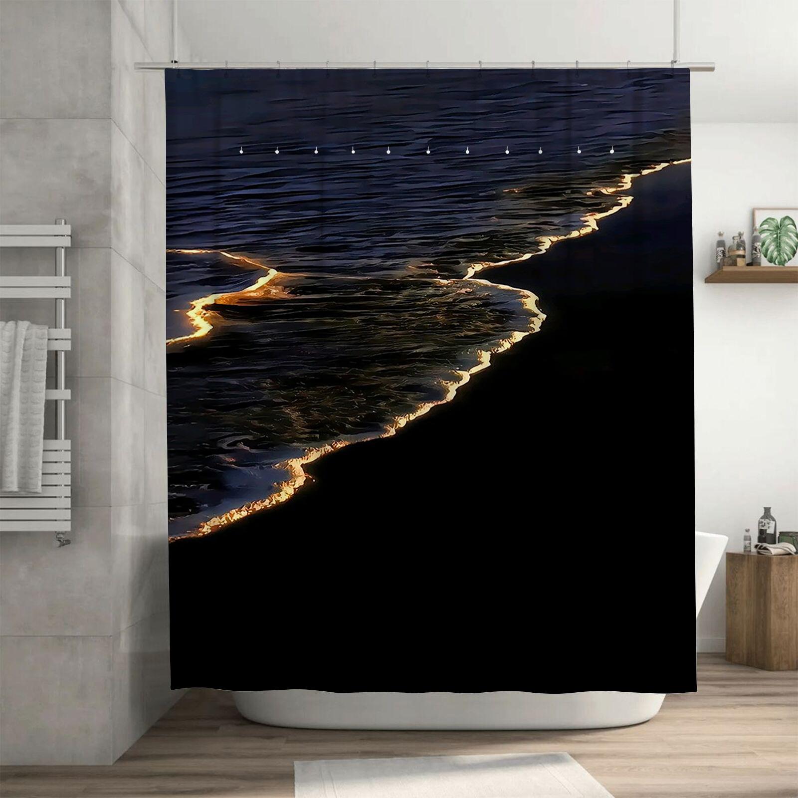 

Sunset Beach Waterproof Shower Curtain Heat Resistant Machine Washable Non-Transparent 180x180cm 90X180cm(35x70in)