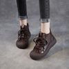 Fashion 2025 Autumn and Winter New 4cm Handmade Genuine Leather Women's Shoes Retro Flat Versatile Soft Cowhide Lace Up Short Boots
