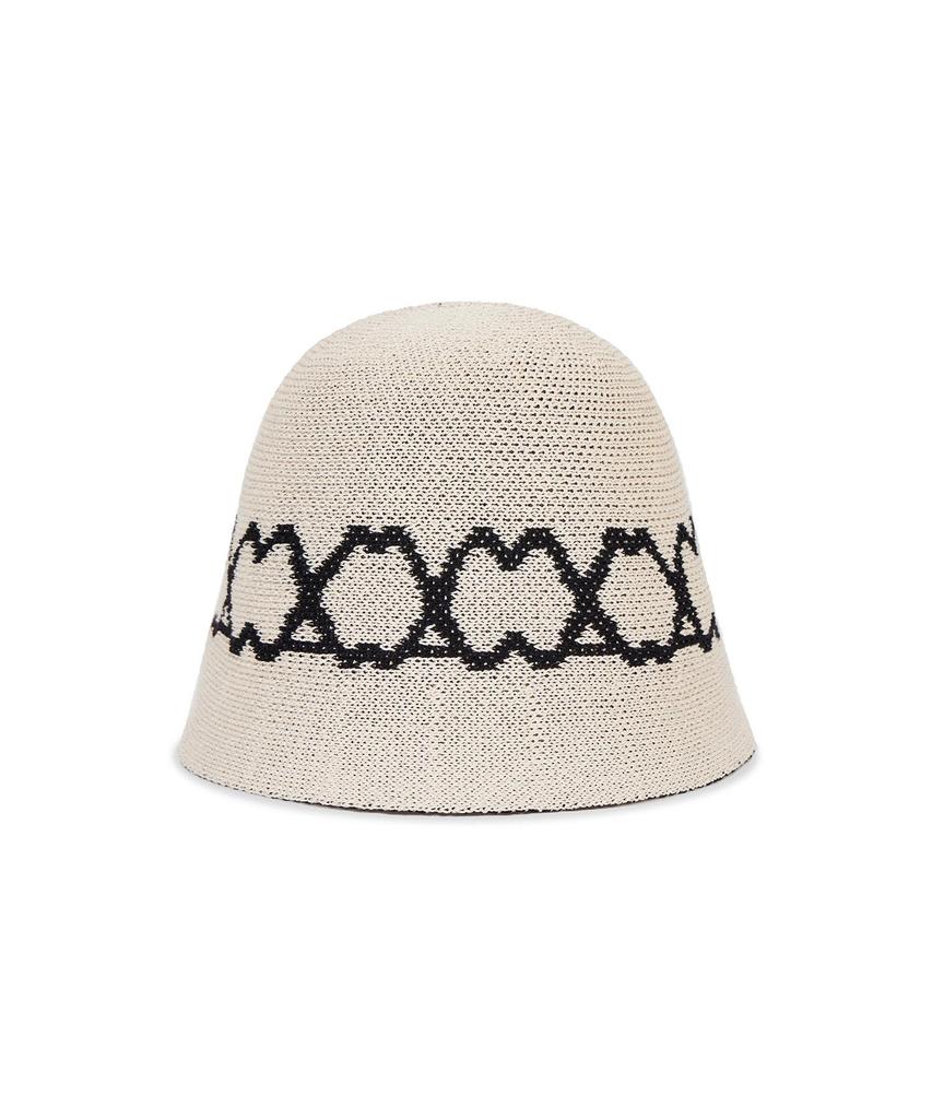 Bajal Va Curved Logo Jacquard Bucket Hat Light Beige