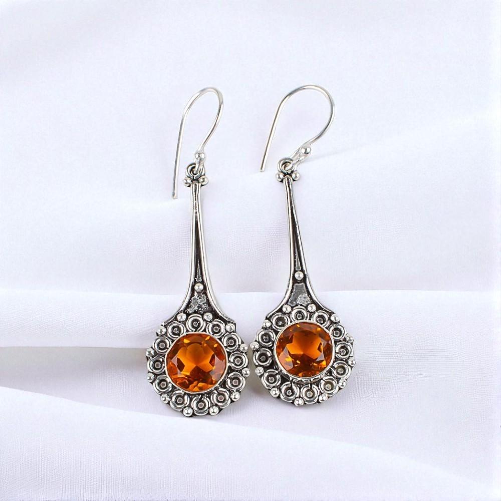 

Citrine Gemstone 925 Sterling Silver Jewelry Handmade Drop/Dangle Earrings 2.52 EE-77-4