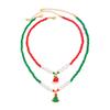 Collier clavicule perles nacrées imitation de Noël, Style festif empilé avec un collier Père Noël Cerf