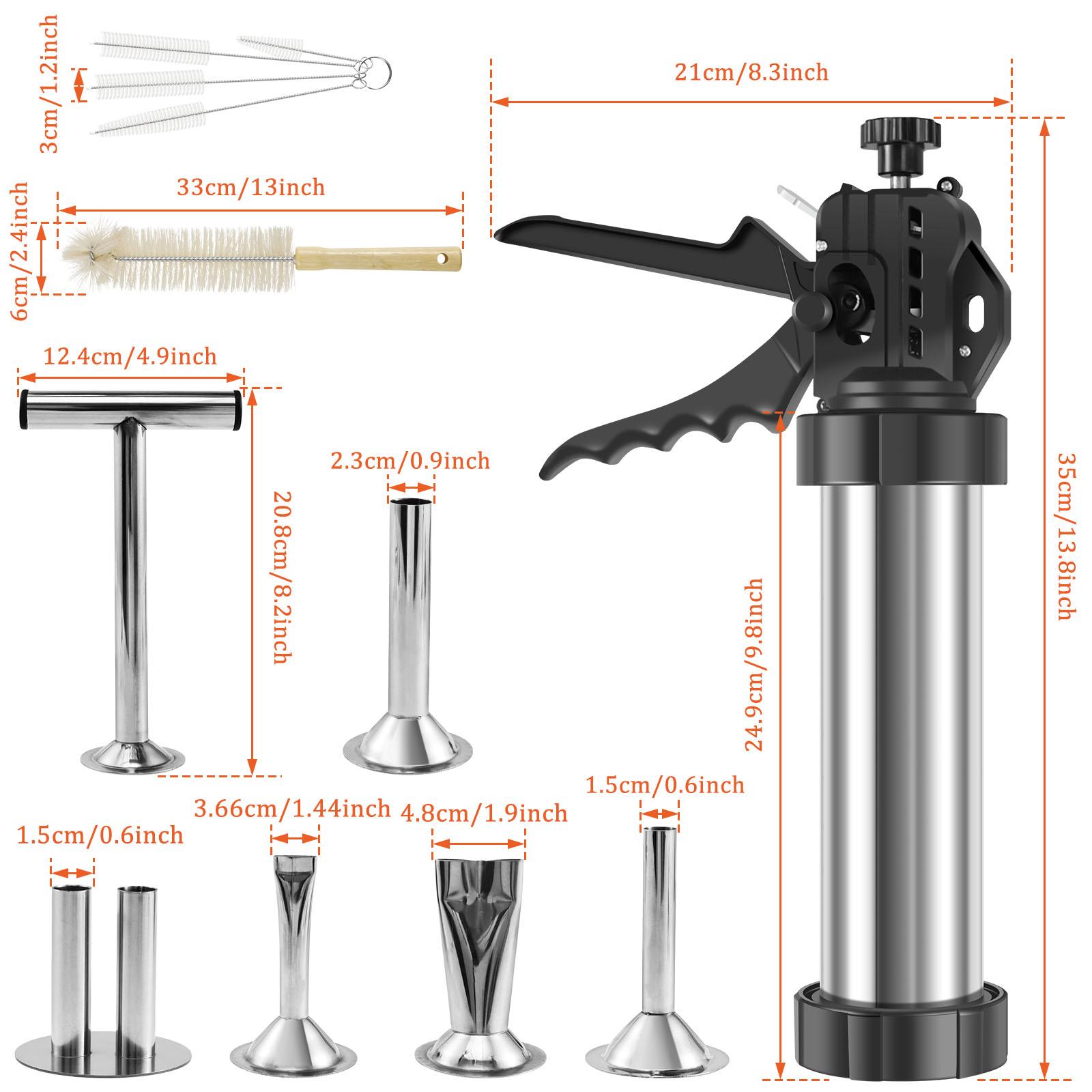 

Sausage Stuffer Maker Machine Stainless Steel Sausage Jerky Maker with 5 Nozzles Brushes Meat Pusher for Kitchen Cooking Tools
