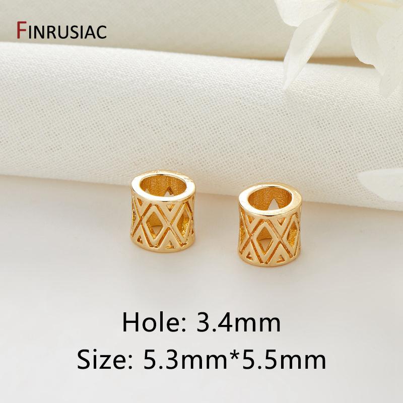 

7 Types High Quality 14K Gold Plated Brass Hollow Pattern Spacer Beads Large Hole Bracelet Beads For Jewelry Making DIY Findings 5 pieces