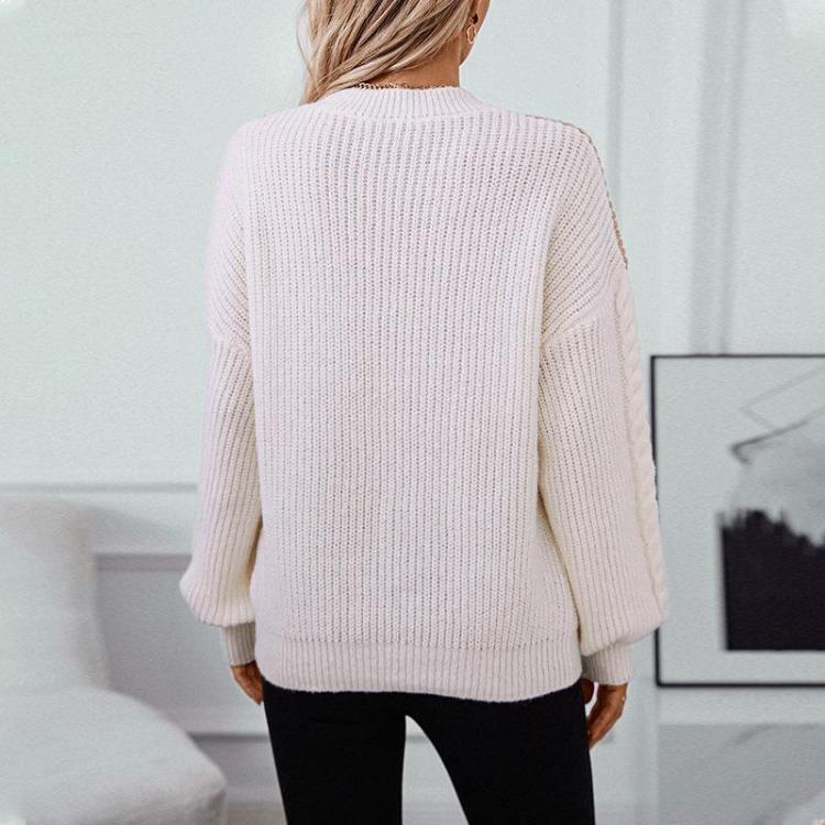 Vintage Collision Color O Neck Loose Long Sleeve Knitwear Cardigan Sweater Top Autumn Winter