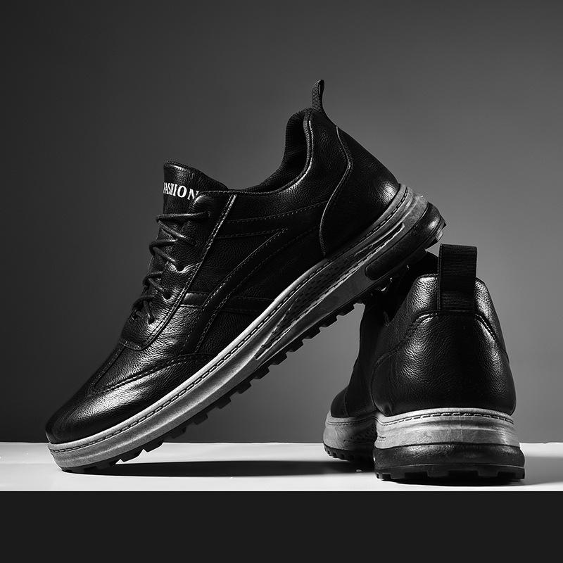 

Обувь мужская 2025 новая весна и осень мужская деловая повседневная обувь низкий верх ПУ лицо модная обувь спортивная мужская обувь 39 чёрный