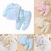 Newborn Baby Clothes Cotton Thick T Shirt Set With Stripes For Winter Comfort