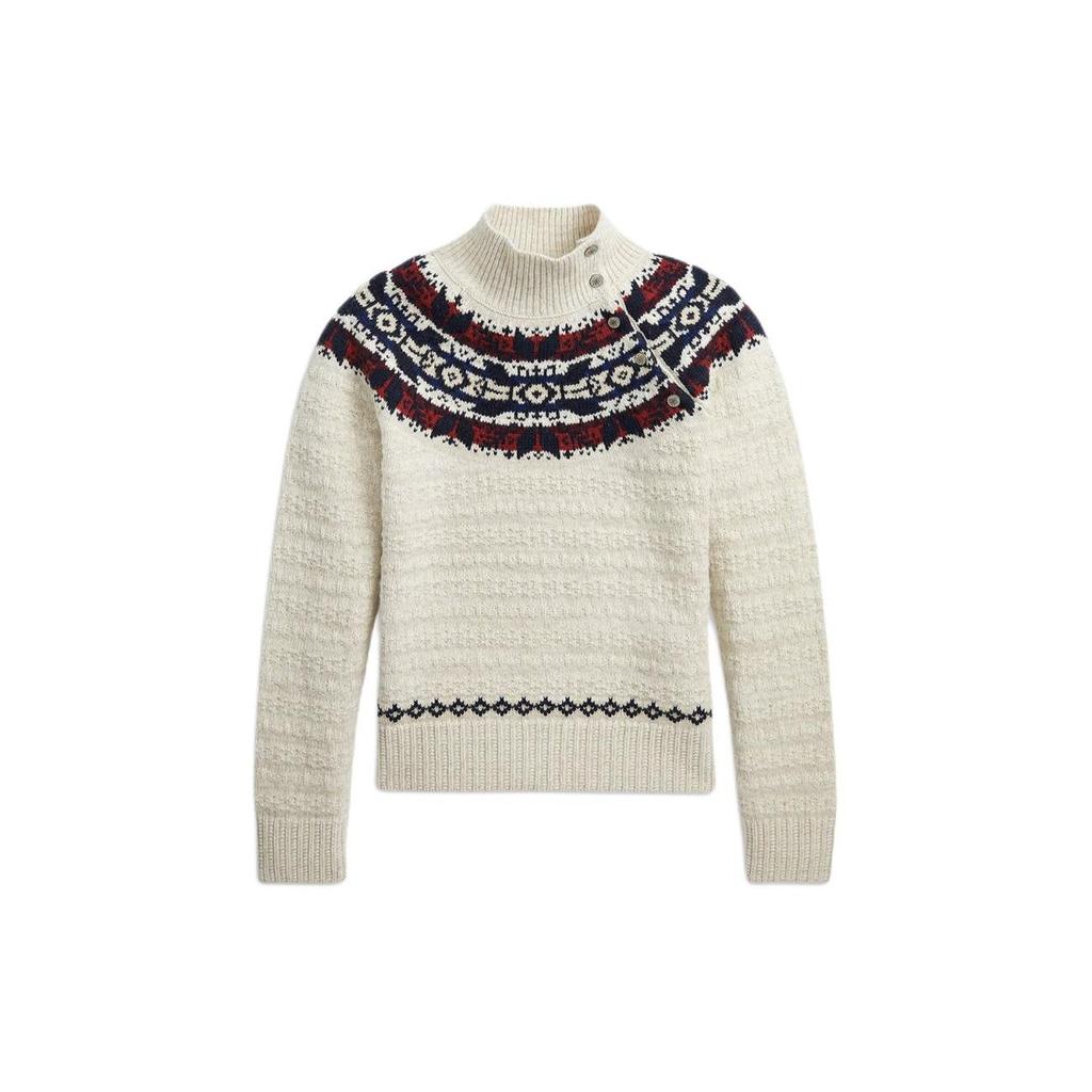 Polo Ralph Lauren Fair Isle Pattern Ribbed High Neck Sweater Kids Sweater Off-White 313920103-001