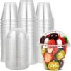 9oz durchsichtige Plastikbecher mit Kuppeldeckeln, Kristall PET Dessertbecher, Kalte Partybecher für Cupcake/Eiscreme/Latte/Kalte Getränke