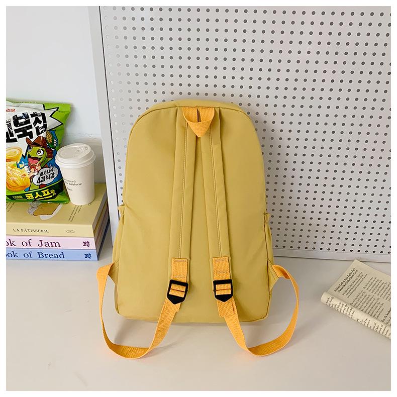 Korean Style Solid Color Nylon Lightweight Backpack - Versatile Casual Schoolbag for Students 2025, Unisex