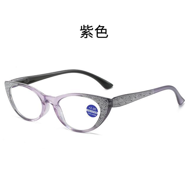 New Vintage Diamond Cat Eye Reading Glasses Women Anti Blue Light Presbyopic Glasses Diopter +1.0 To +4.0