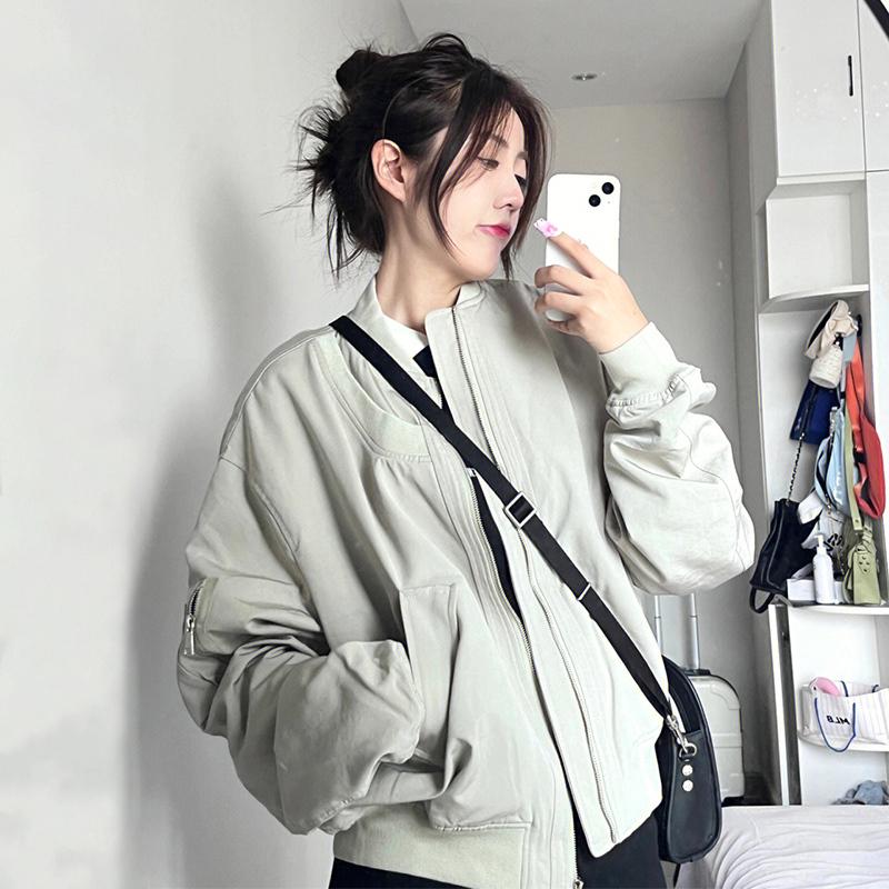Women's Retro Thin Bomber Jacket: Spring/Autumn, Korean & American Style, Baseball Windbreaker 2025