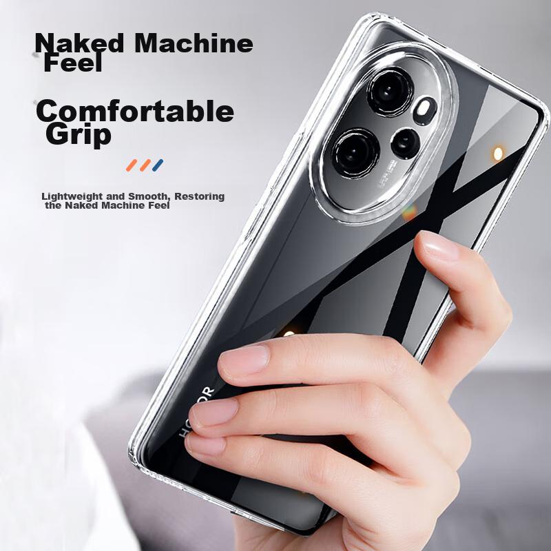 Air Cushion Drop ProtectionPhone Case for Honor 100 Pro, Silicone Lens Full Coverage Ultra-Thin Frosted - Transparent