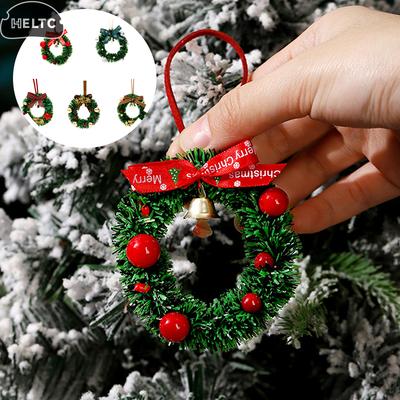 Mini Merry Christmas Decoration Hanging Bell Christmas Wreath Decoration Creative Holiday Atmosphere Window Decoration Pendant