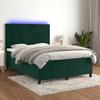 Exclusive House - Slatted Bed Base with LED Mattress Dark Green 140x190 Cm
