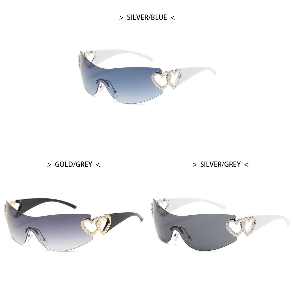 Y2k Herz Sonnenbrille Mode Randlos UV400 Sonnenschutz Für Street Style