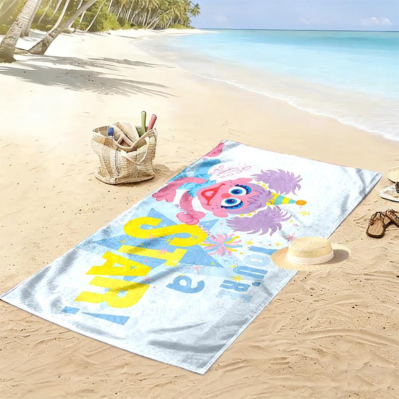 Sesame Street Print Beach Towel, Large Soft Quick Dry Towel for Beach Camping Swimming