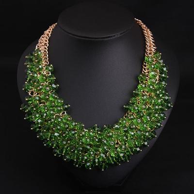 Tamamen El Yapımı Kristal Cam Çok Katmanlı Kısa Köprücük Kemiği Ağır Sanayi Kolye Kadın Moda Abartılı Takı