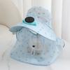 Sunscreen Cap Anti-UV Solar Fan Cap Breathable USB Charging Sun Cap Long Sun Shield Floral Design Cooling Fan Hat Cycling