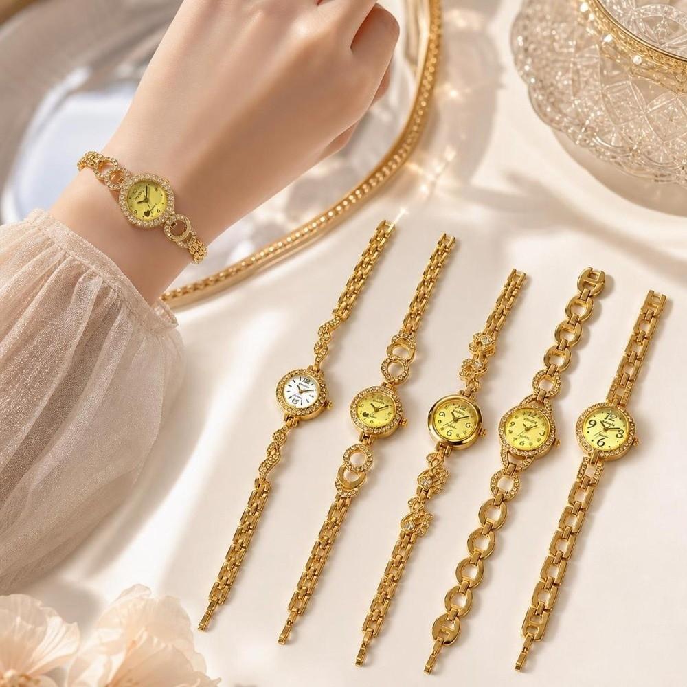 Small Dial Women Watch Round Bracelet Ladies Wristwatch Luxury Diamond Inlaid Watch Daily Use