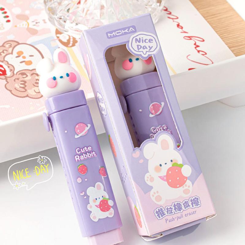 Creative Design Pull-out Pencil Eraser for Kids Boy Girl Cute Cartoon Stationery Eraser Large Capacity Back To School Eraser
