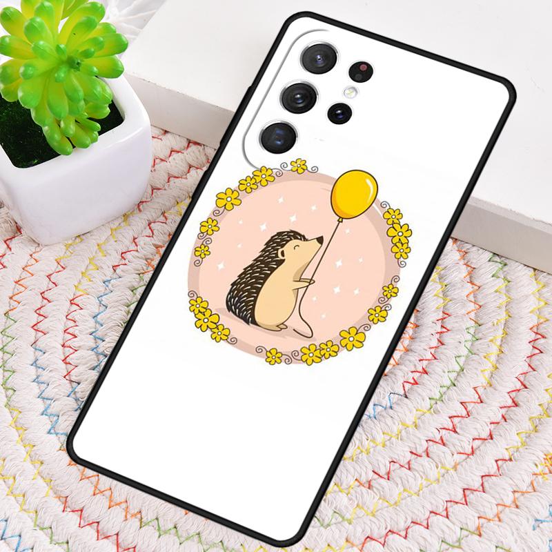 Hedgehog and Balloon Silicone Phone Case For Samsung Galaxy Note 10 Pro S26 S25 S24 S23 S22 S21 Plus S25Ultra Capa Cover