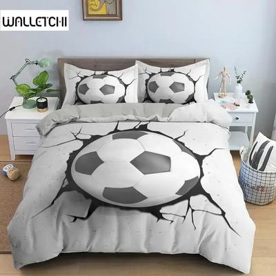 3D Football Bedding Set Soccer Duvet Cover Pillowcase Polyester Comforter Cover King Queen Full Double Ball Sport Quilt Cover