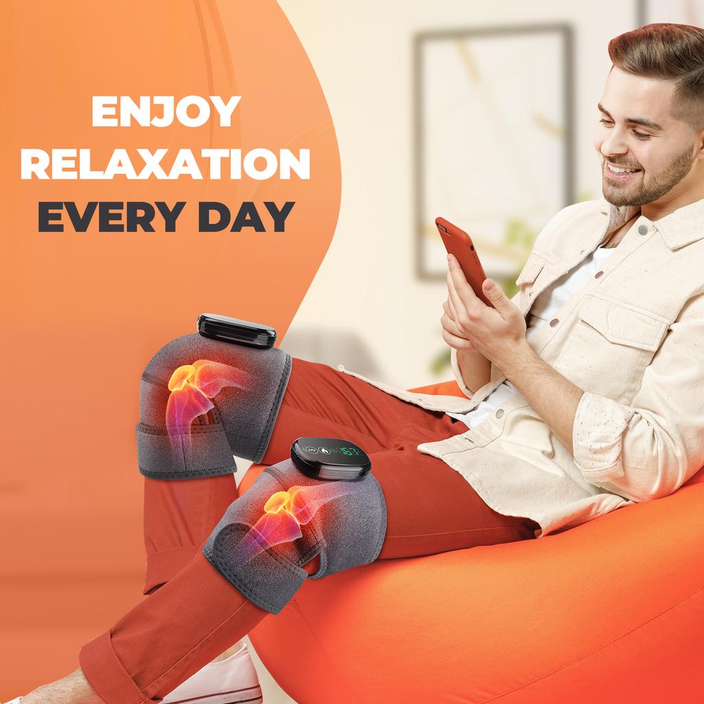Electric Heated Knee Vibrator Massager Warm Wrap Heat for Body Shoulder Elbow Pad 3 Levels Massage Digital Display Muscle Relax