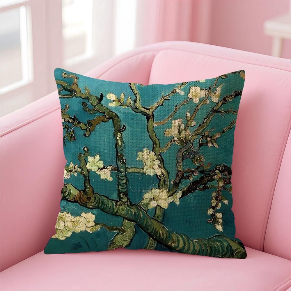 Van Gogh Oil Paintings Cushion Cover Natural Linen Pillow Case DoubleSided Print Decorative Sofa Pillowcase Home Decor Gift
