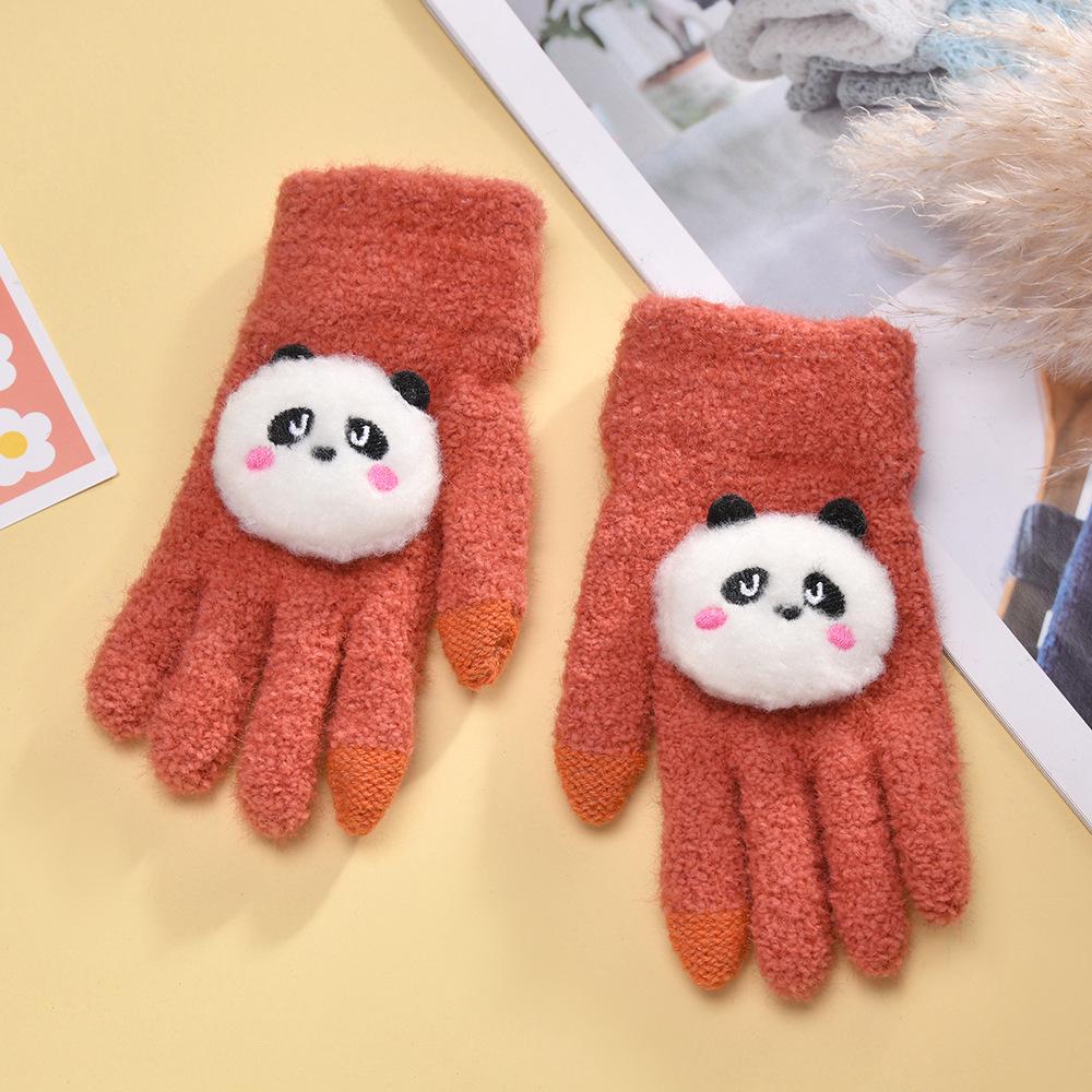 

Новые зимние детские вязаные перчатки с пандой - Милые, теплые и морозостойкие из искусственного норкового бархата 15 cm