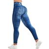 Women Sport Yoga Leggings Faux Denim Jeans Skinny Tight Seamless Fitness Butt Liftting Outerdoor Pants