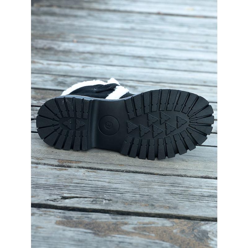 Fleece platform British style plus size cotton shoes women's 2025 winter new warm round toe buckle hairy booties