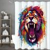 Lion Roar Watercolor Shower Curtain, Bathroom Decorative Shower Curtain, Waterproof Shower Curtain With Hooks