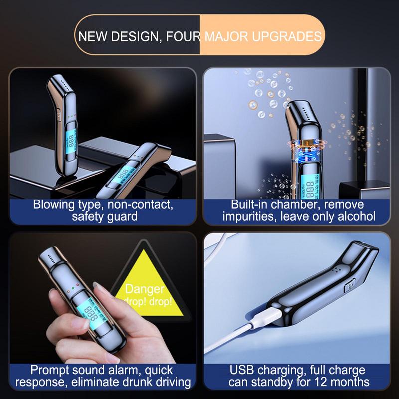 Breathalyzer For Alcohol Rechargeable Alcohol Breath Tester Accurate Detection Supplies LED Display Test Tool For Driving Safety