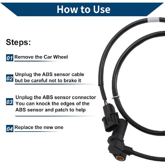 ABS Wheel Speed Sensor Front Left ABS Sensor Anti-lock Braking System Sensor No.MR370932/970124/2ABS0426/0844807 for MITSUBISHI ECLIPSE 2000-2005