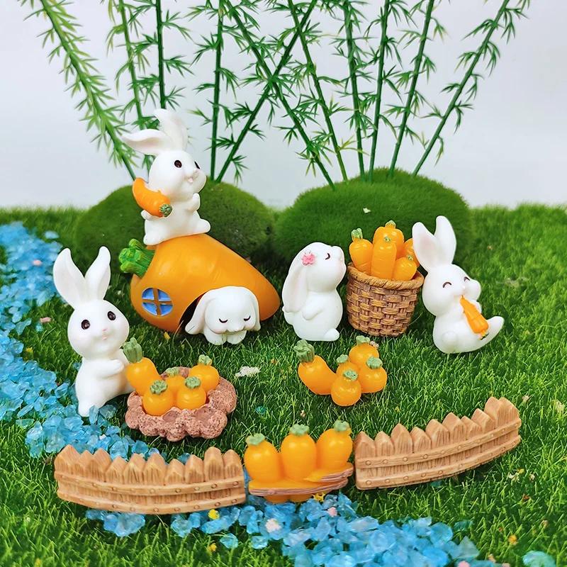 2025 Wielkanoc Słodkie Króliki Zajączek Marchewka Miniaturowa Figurka DIY Krajobraz Ozdoba Domowa Doniczkowa Dekoracja Ciasta Zwierzęce Akcesoria