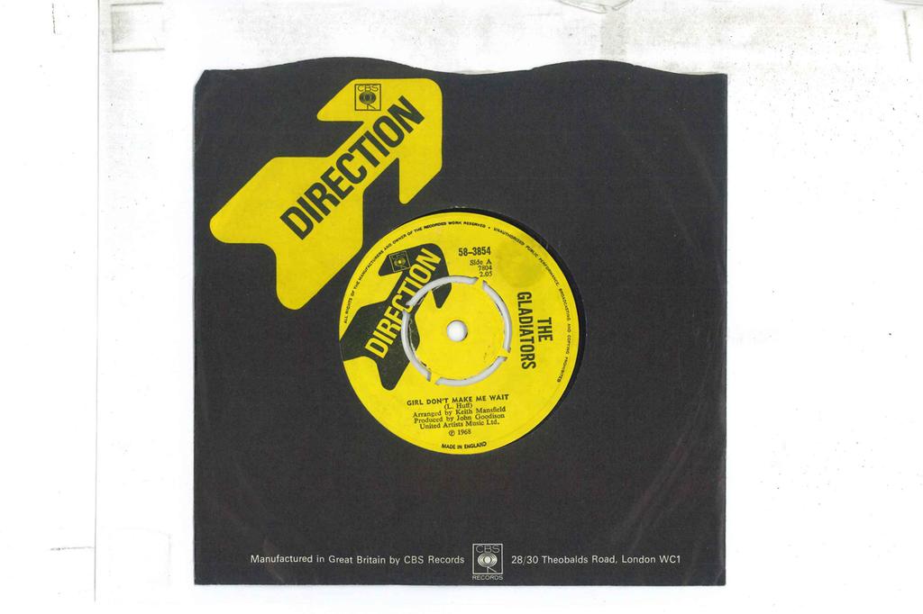 7inch Record GLADIATORS - Girl Don't Make Me Wait / Can't Get 583854 DIRECTION 1968 UK Soul/Funk Used