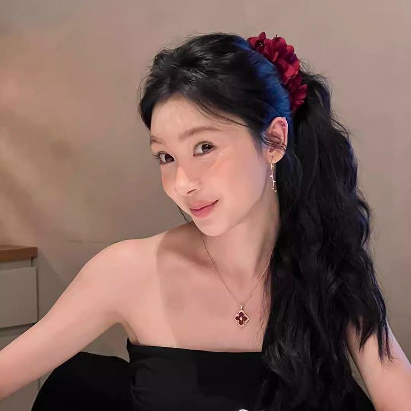 Summer film fabric flower hairpin niche high sense fashion temperament banana clip atmosphere sense retro hair accessories women