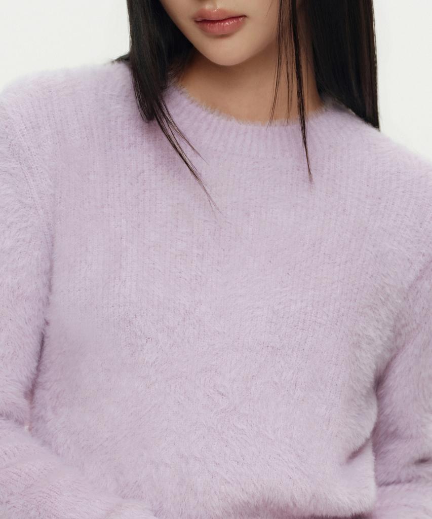 MUSINSA STANDARD WOMAN Women'S Fuzzy Crew Neck Knit [Lavender]