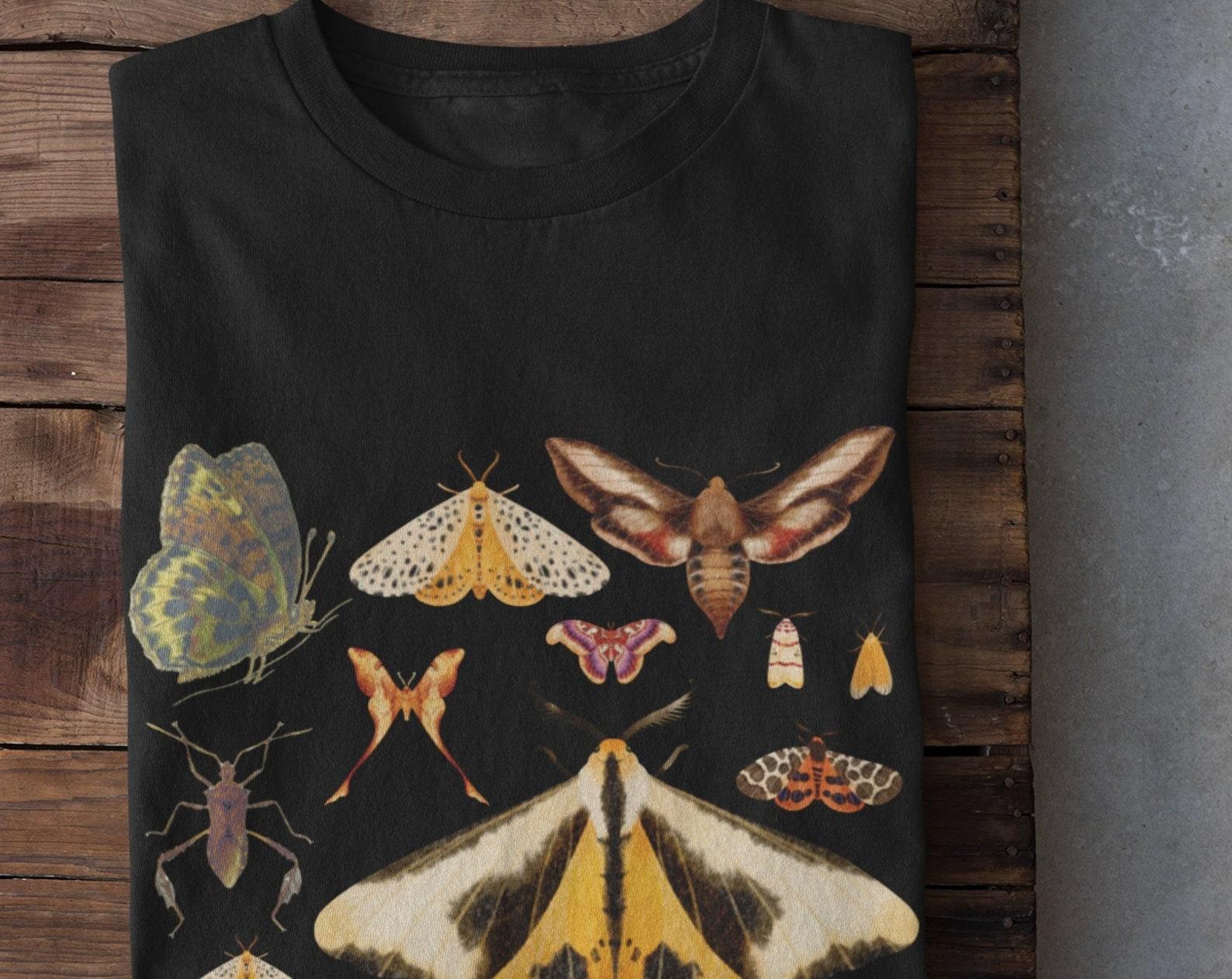 Moth Shirt, Cottagecore Clothing,Dark Academia Clothing, Alt Clothing, Goblincore Clothing, Fairycore Clothing, Grunge Clothing,Indie Shirt 3XL
